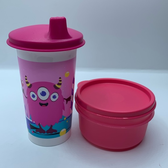 Tupperware Big Bell Zou Monster Tumbler Sippy Cup with Snack Cup - Picture 1 of 6